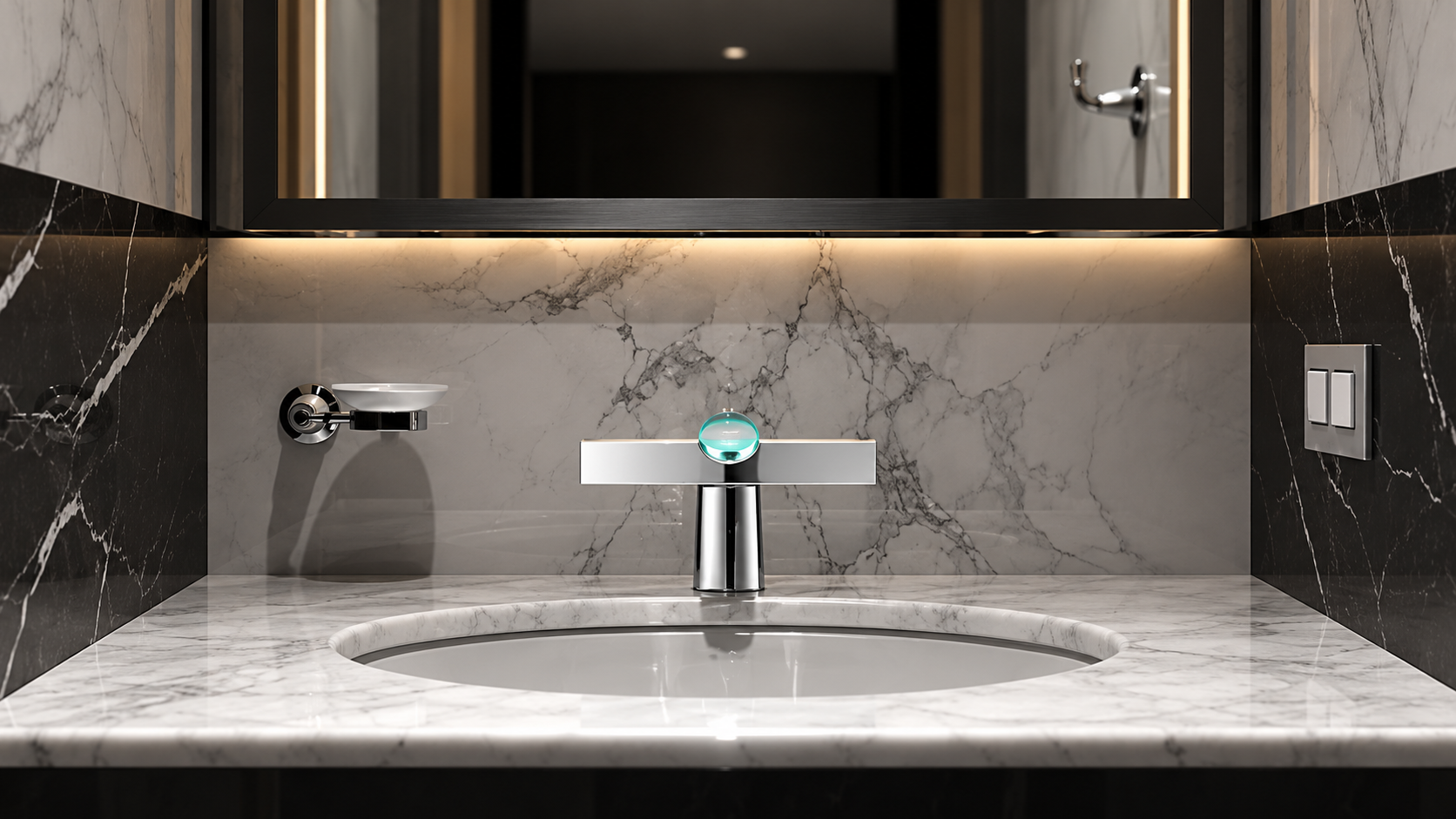 Dual touchless faucet and touchless soap dispenser all in one